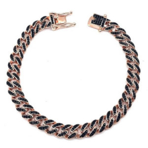 pulsera plata rosa i circonita negra